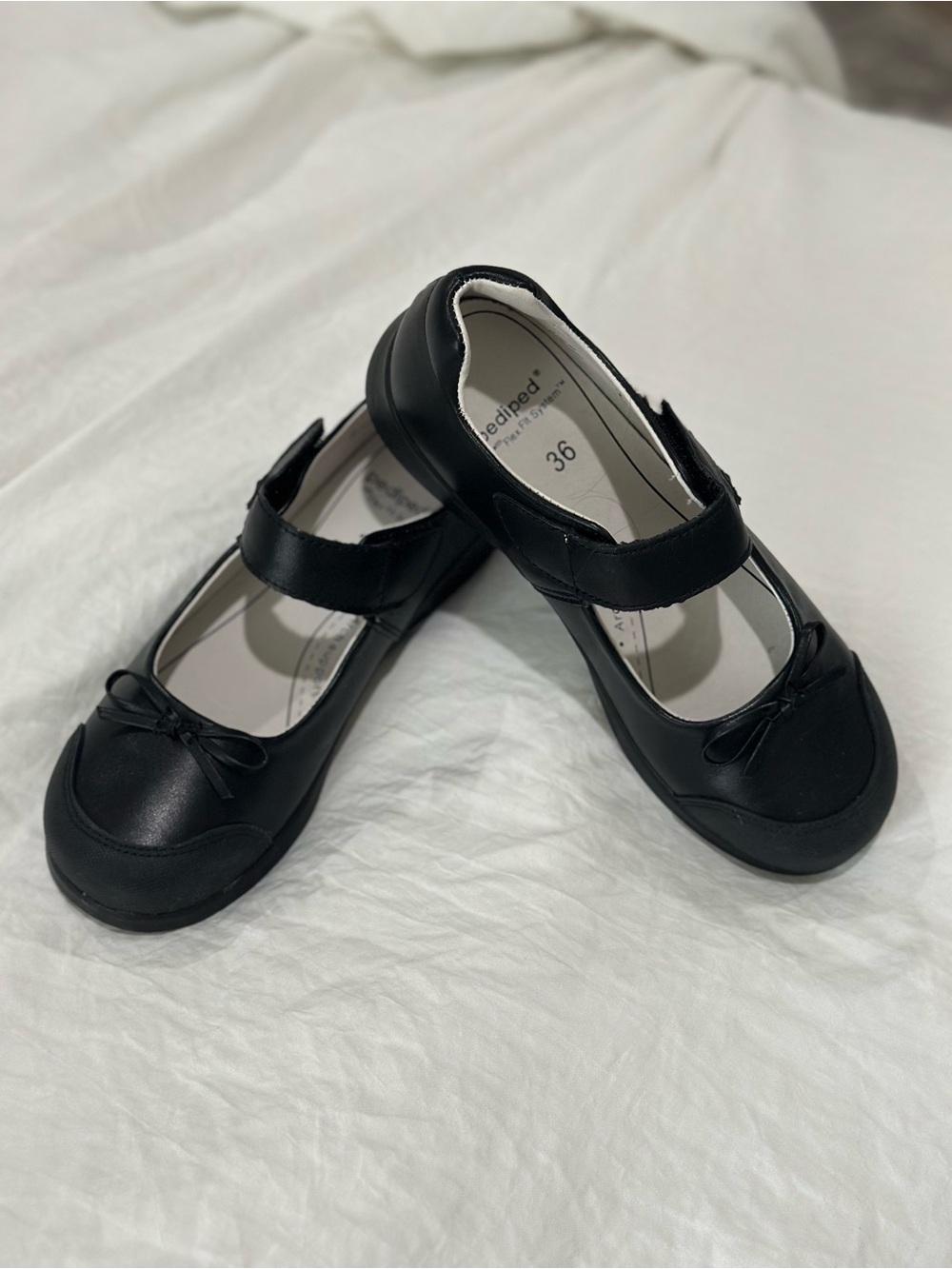 pediped Black Mary Jane with Bow Strap